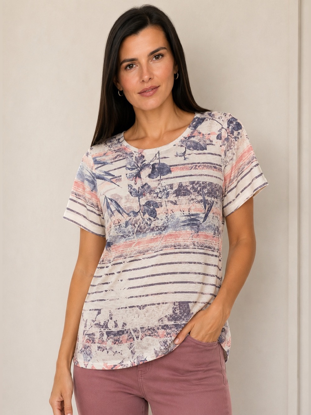 Papa Vancouver Short Sleeve Placement Print Top